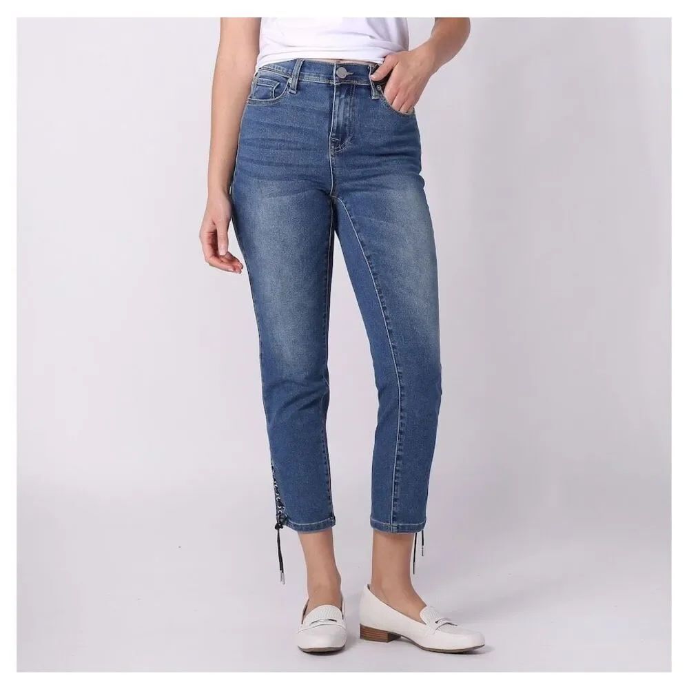 DG2 by Diane Gilman Laced Hem Skinny Jeans size 0 NWT
